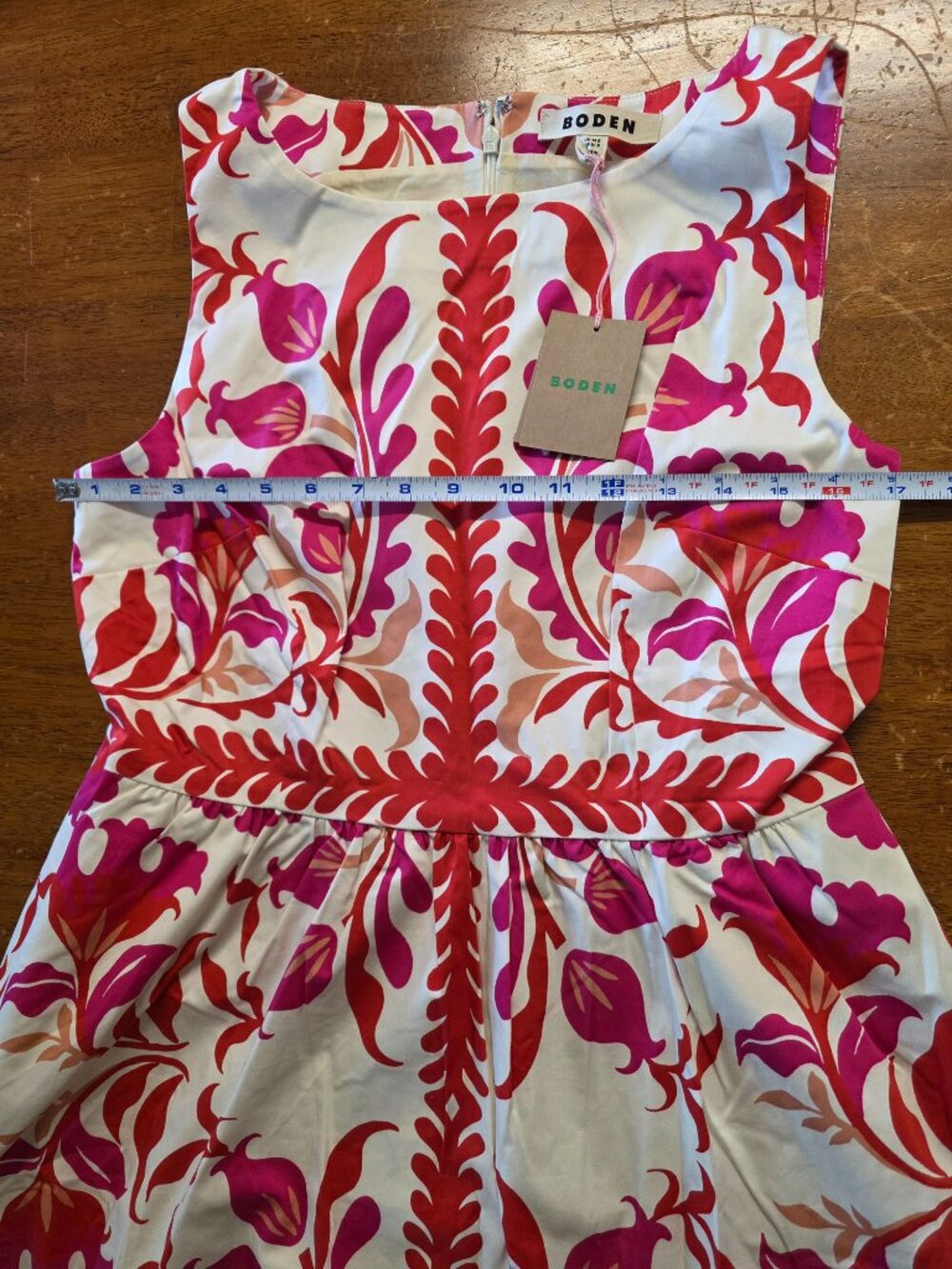 Boden Fit and Flare Maxi-Midi Hybrid Red and Purple Symmetrical Floral 10R - Picture 4 of 13